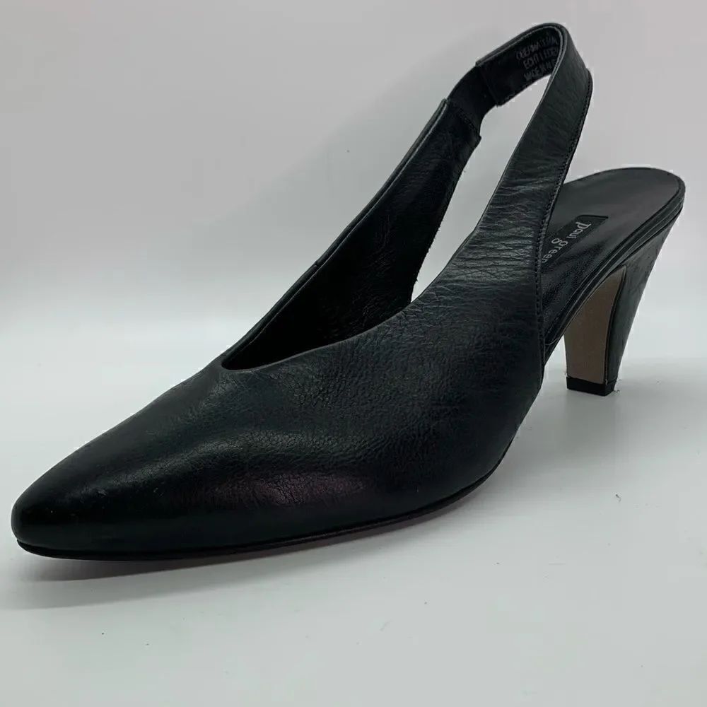 Paul Green Black Leather sling back heels